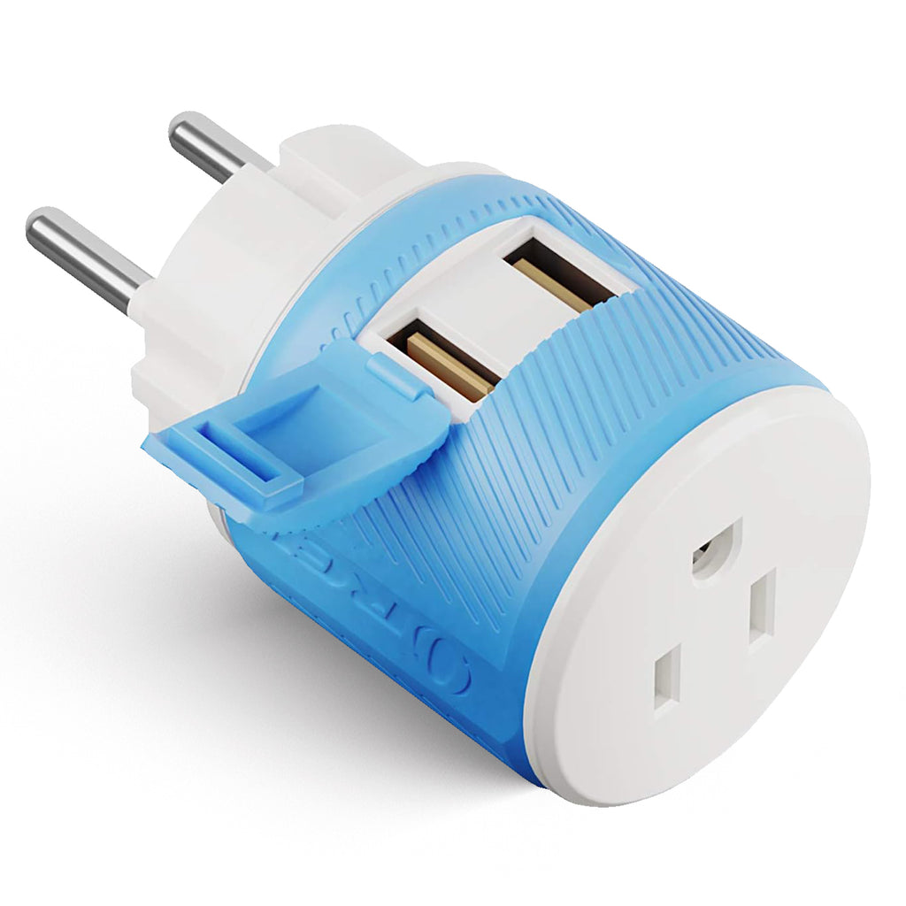 Denmark Travel Adapter - 3 in 1 - 2 USB - Type K - Compact Design (U2U-20)