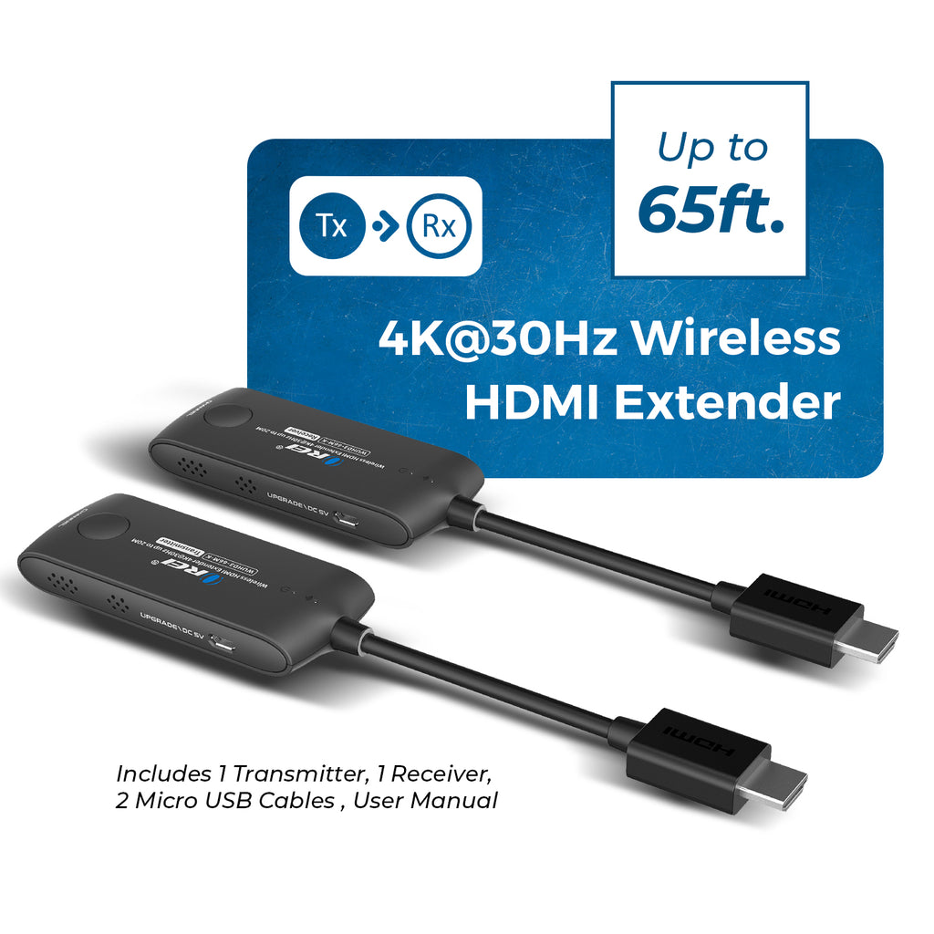 Wireless HDMI Extender Transmitter & Receiver Up to 4K@30Hz - Upto 60 Feet (WUHD3-66M-K)