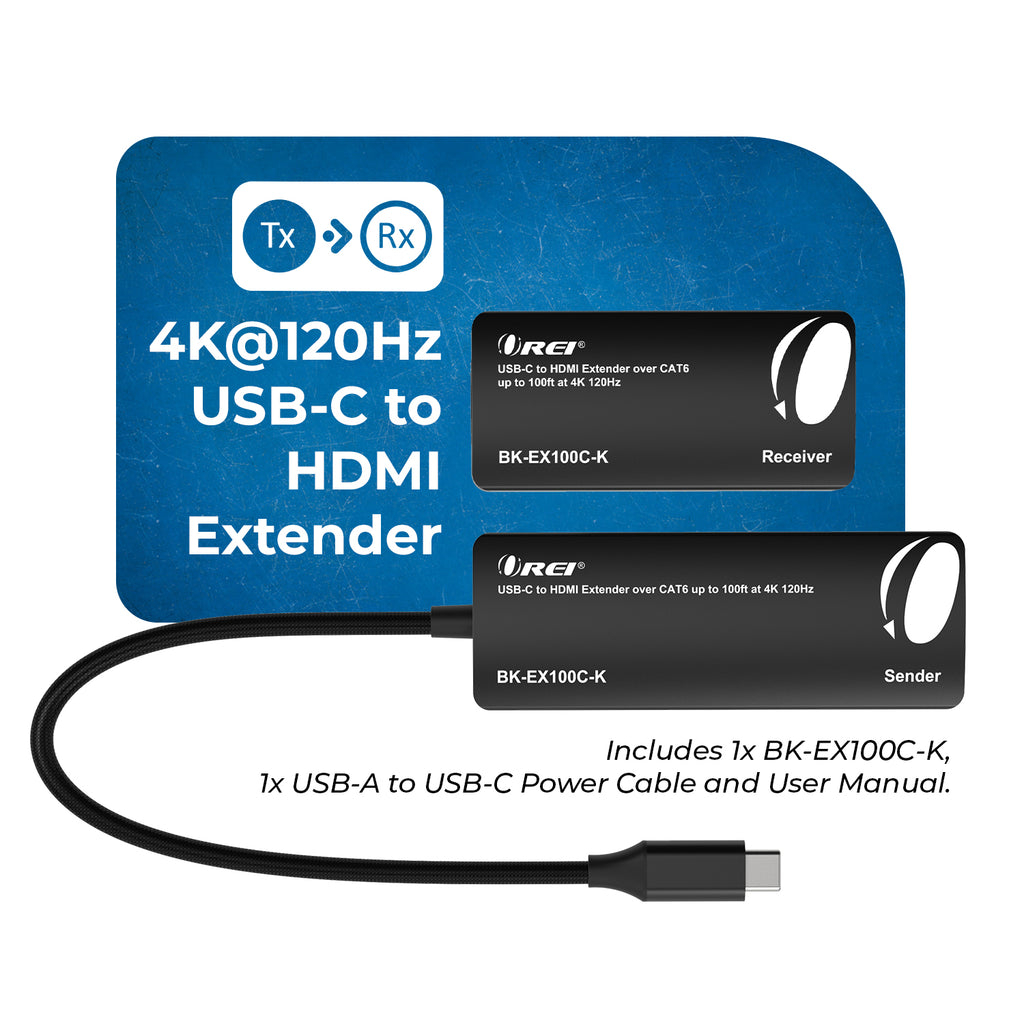 4K@120Hz USB-C to HDMI Extender Over CAT 6/7 Up To 100 Feet (BK-EX100C-K)