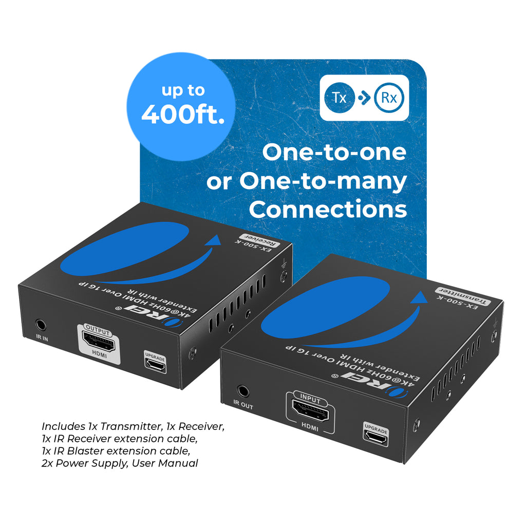 4K@60hz  HDMI™ Extender (Over 1G IP, IR) - 500ft (Cat6) (EX-500-K)