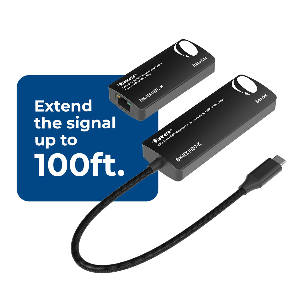 4K@120Hz USB-C to HDMI Extender Over CAT 6/7 Up To 100 Feet (BK-EX100C-K)