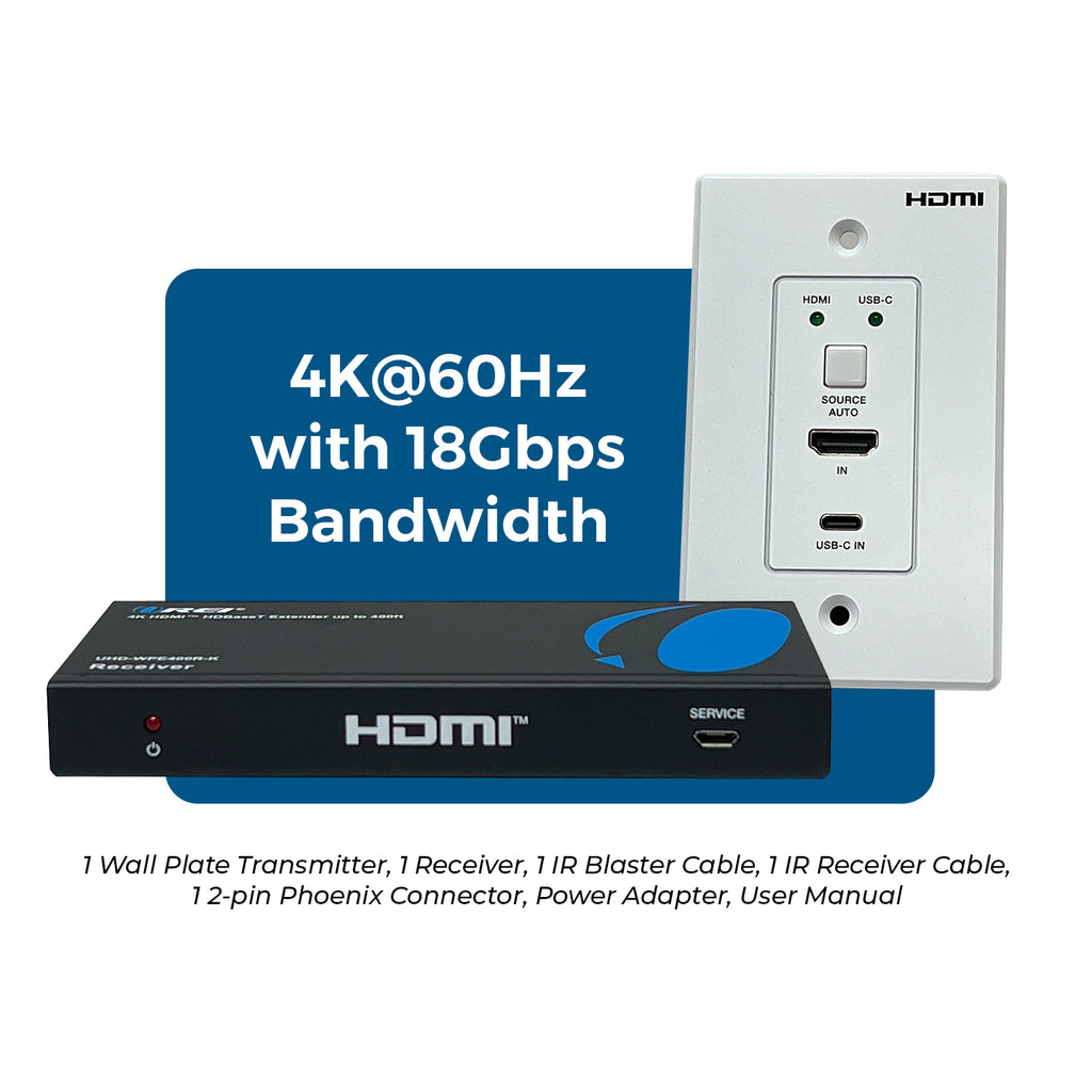 4K Wall Plate HDMI Extender over CAT 6/7 upto 400 feet with HDBaseT(UHD-WPE400R-K)