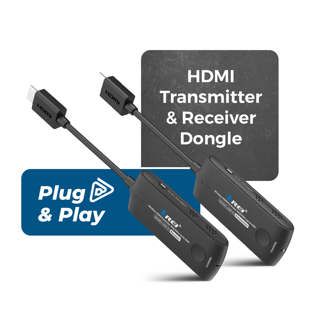 Wireless HDMI Extender Transmitter & Receiver Up to 4K@30Hz - Upto 60 Feet (WUHD3-66M-K)