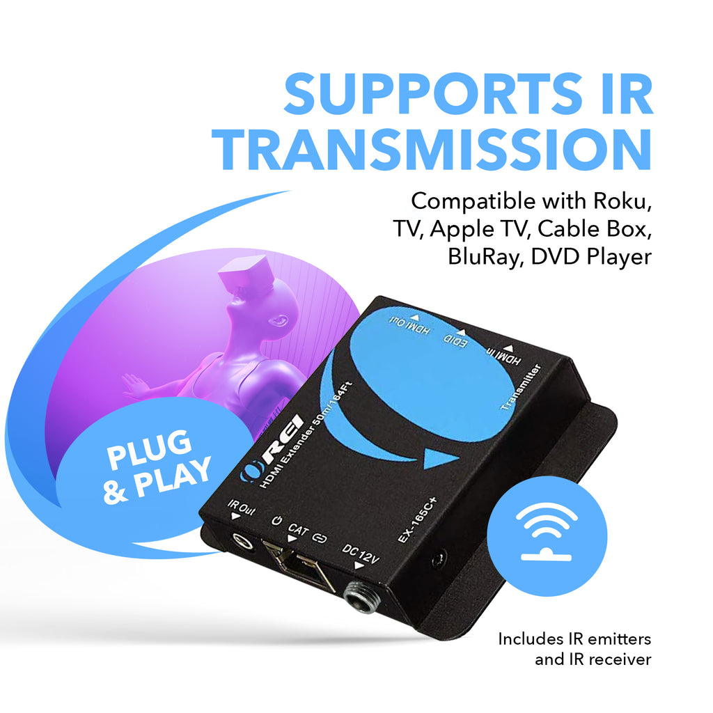 OREI HDMI Extender (70m) with One way IR & PoC (EX-165C+)