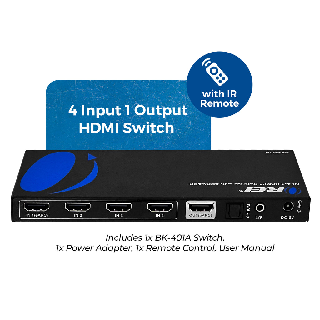 8K HDMI Switcher With ARC/eARC Audio Extraction (BK-401ARC)