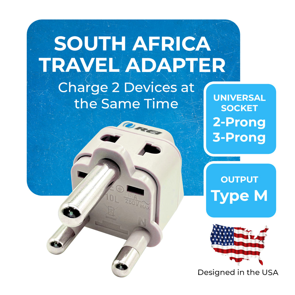 South Africa, Botswana Travel Adapter - 2 in 1 - Type M - Compact Design (DB-10L)