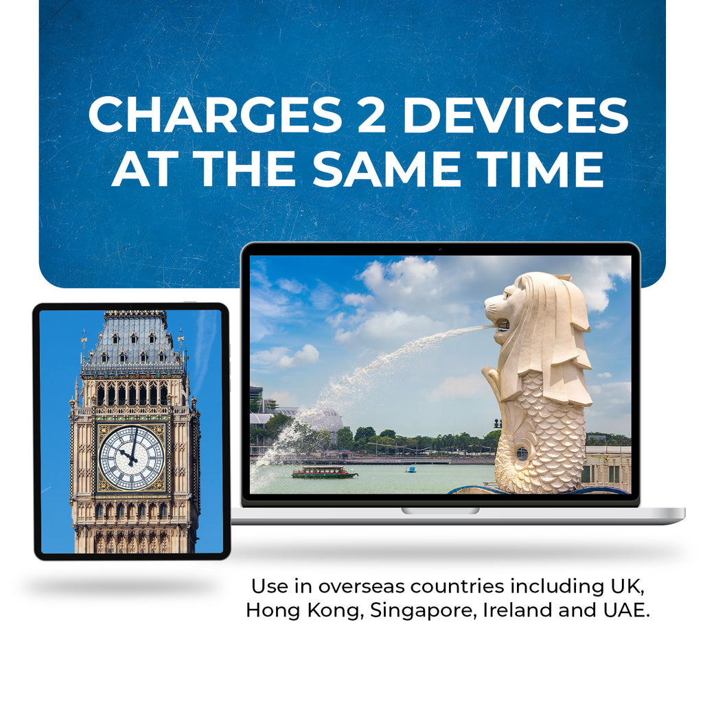 UK, Hong Kong Travel Adapter - 2 in 1 - Type G - Compact Design (DB-7)