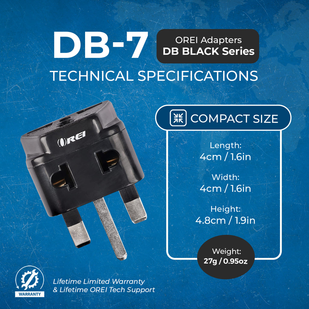 UK, Hong Kong Travel Adapter - 2 in 1 - Type G - Compact Design (DB-7)