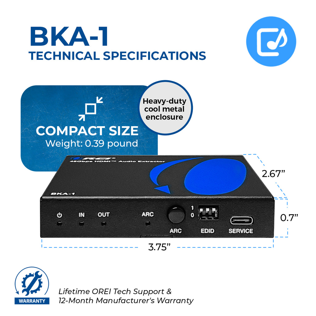 48Gbps 8K Audio Extractor with S/PDIF and L/R output, Dolby Vision (BKA-1)