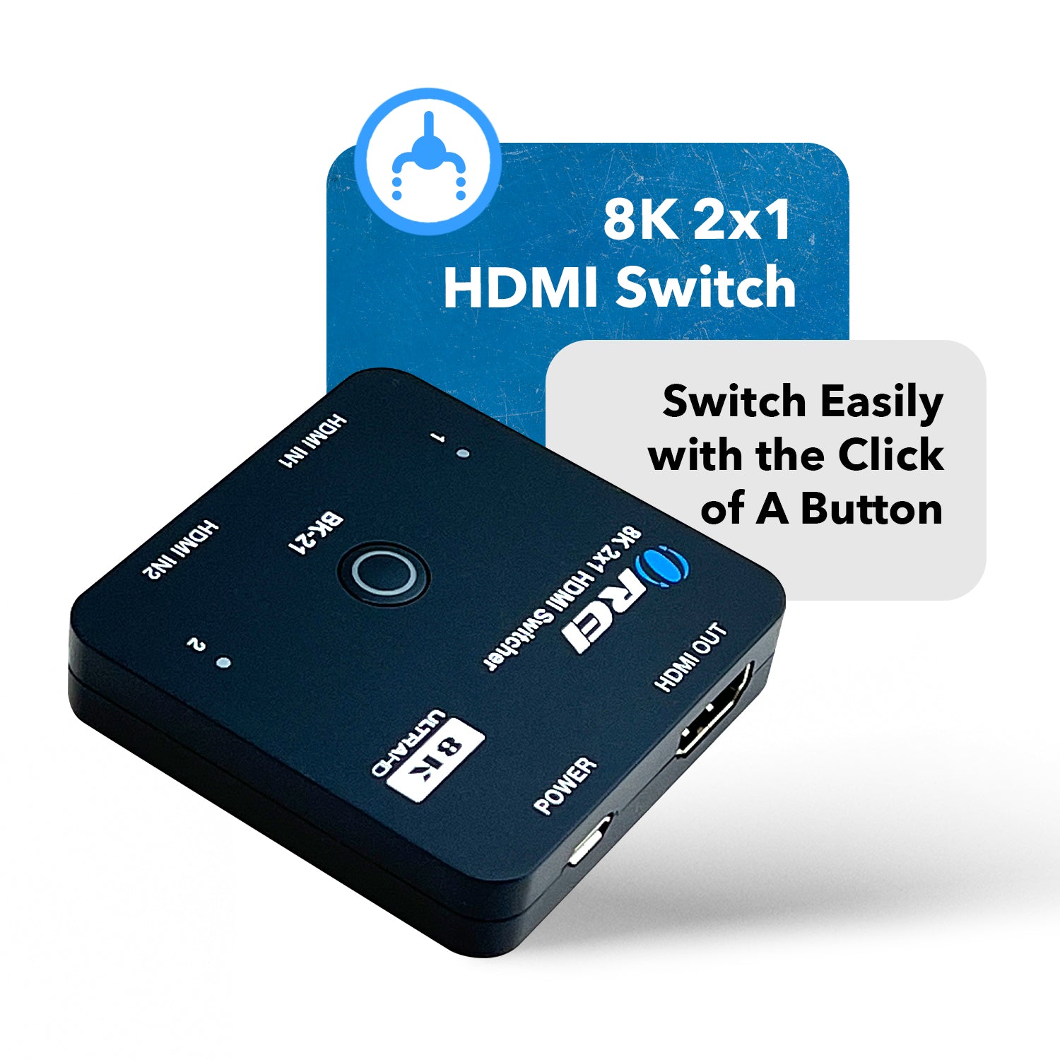 1x2 HDMI Splitter W/ Audio Out: 1-in 2-out, UltraHD 8K, EDID (BK-102A) 