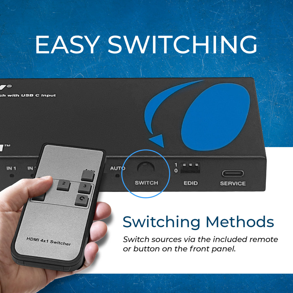 8K 4x1 HDMI Switch with USB C Input (BK-401C)