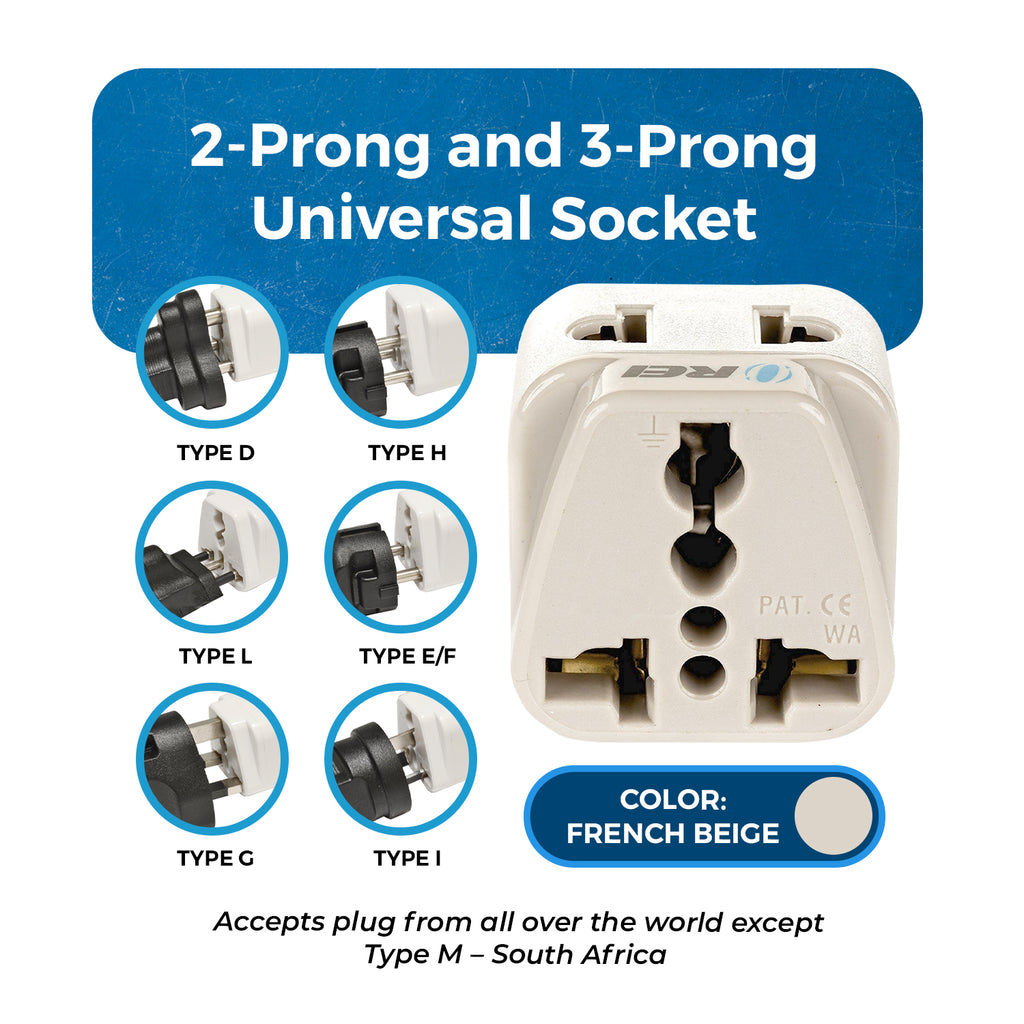 India, Nepal Travel Adapter - 2 in 1 - Type D - Compact Design (DB-10)