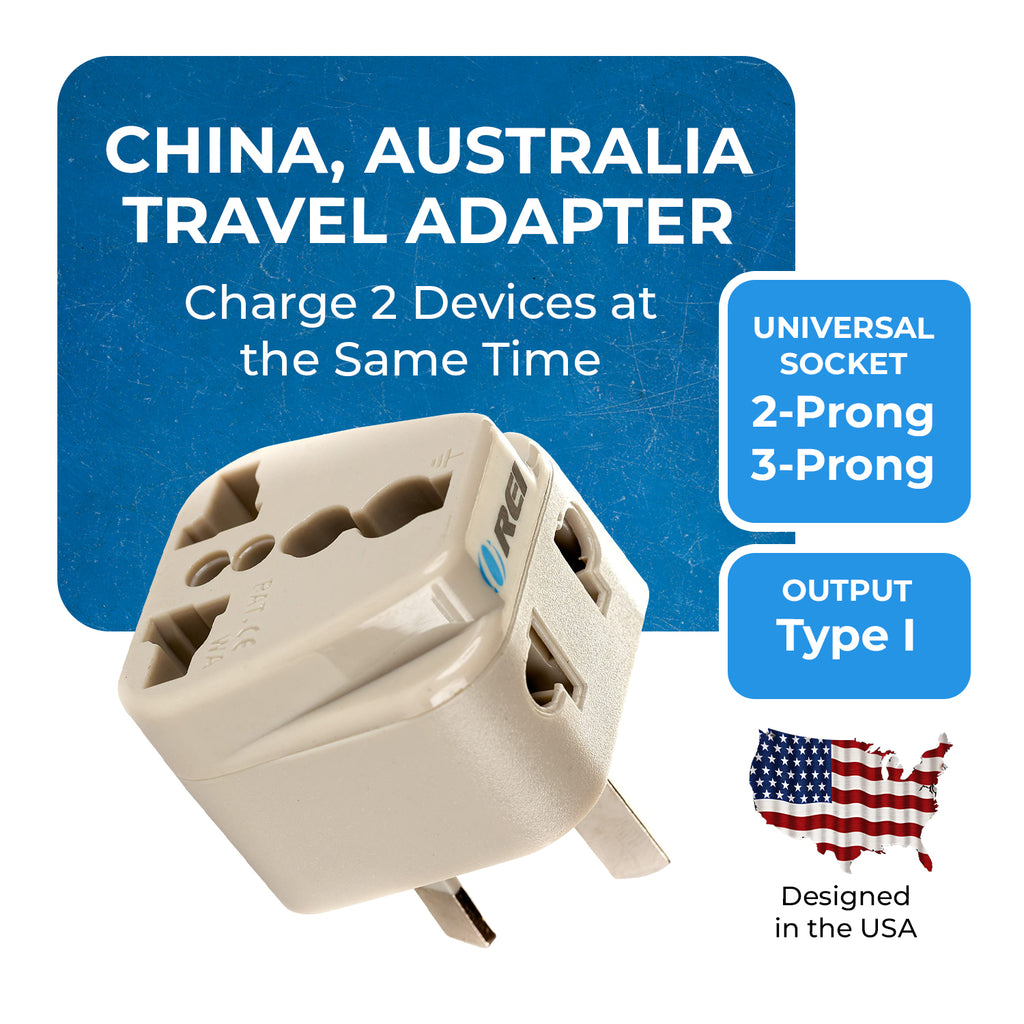 Australia, China Travel Adapter - 2 in 1 - Type I - Compact Design (DB-16)