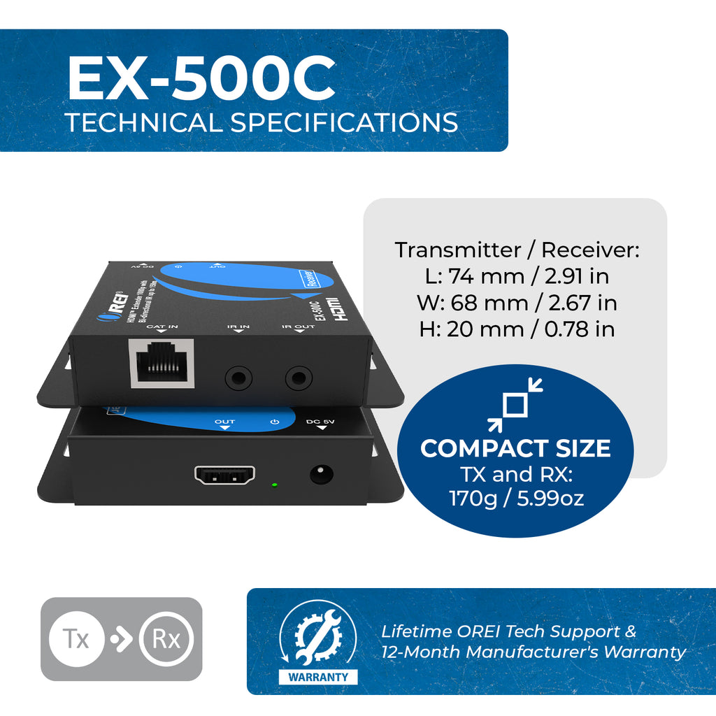 1080p HDMI Extender with Bi-directional IR up to 150m (EX-500C)