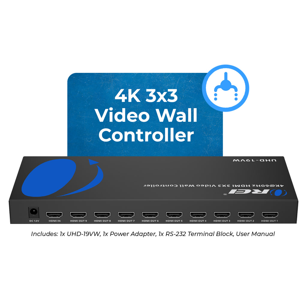 HDMI 3X3 Video Wall Controller With Micro-USB Port (UHD-19VW)