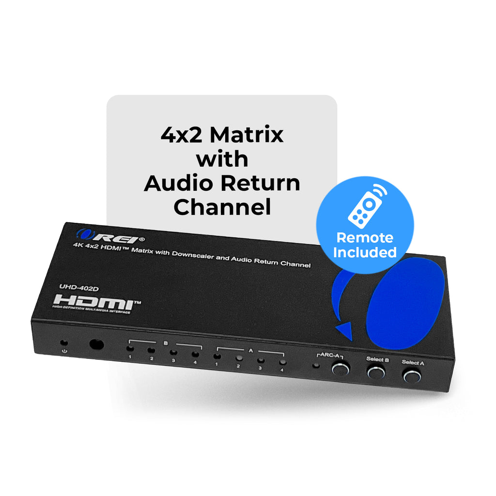 4K 4x2 HDMI Matrix Switch With ARC Audio Extraction, HDR & Downscaling (UHD-402D)