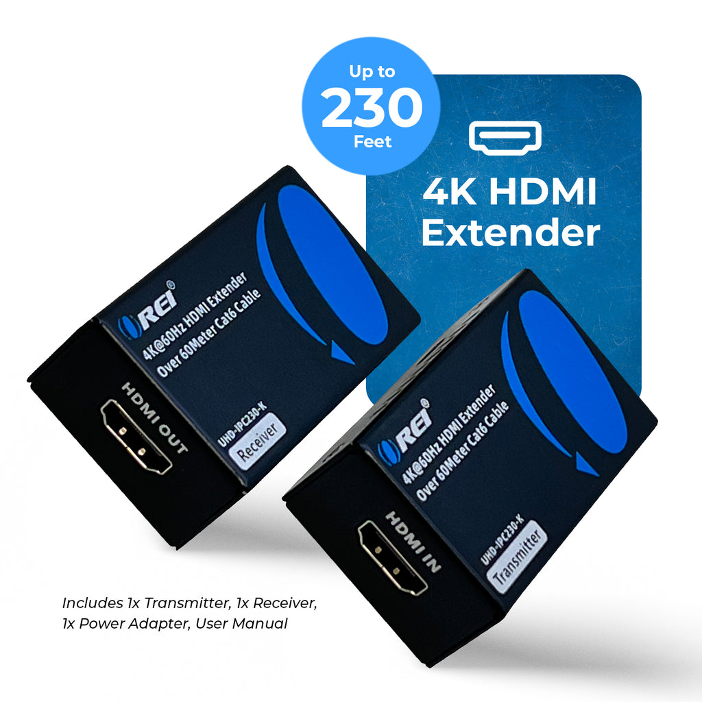 4K HDMI Extender Over CAT6/7 -230 ft - EDID & Power Over Cable  (UHD-IPC230-K)