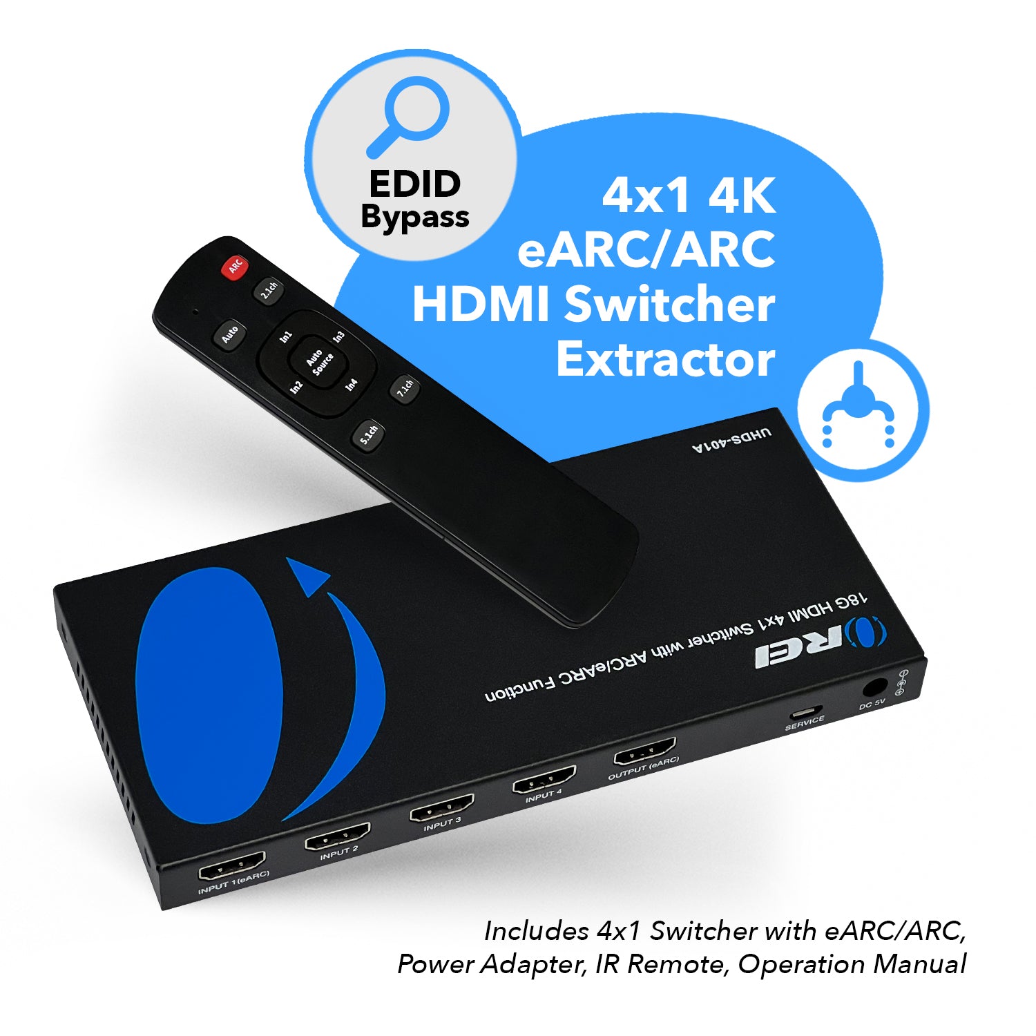 Multi-Inputs Audio Extractor HDMI Switch 8x1 1080P - J-Tech Digital