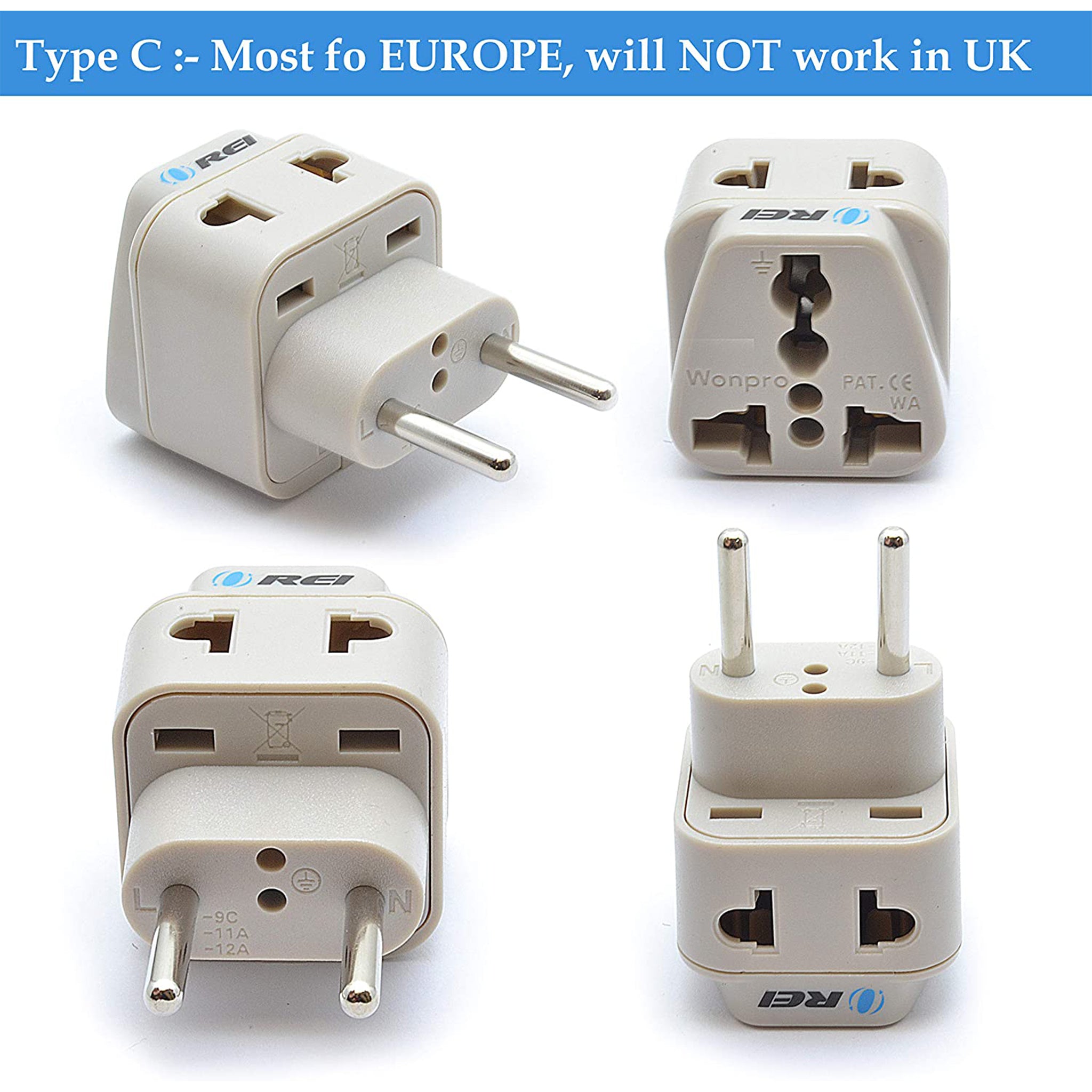 OREI India USA Adapter, India to Universal Travel Adapter for USA, Japan,  Canada Plug Adapter - Type
