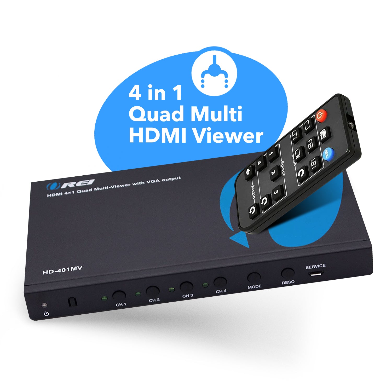 Quad Multi Viewer 4x1 HDMI Switch HDMI/VGA Output Full HD 1080p