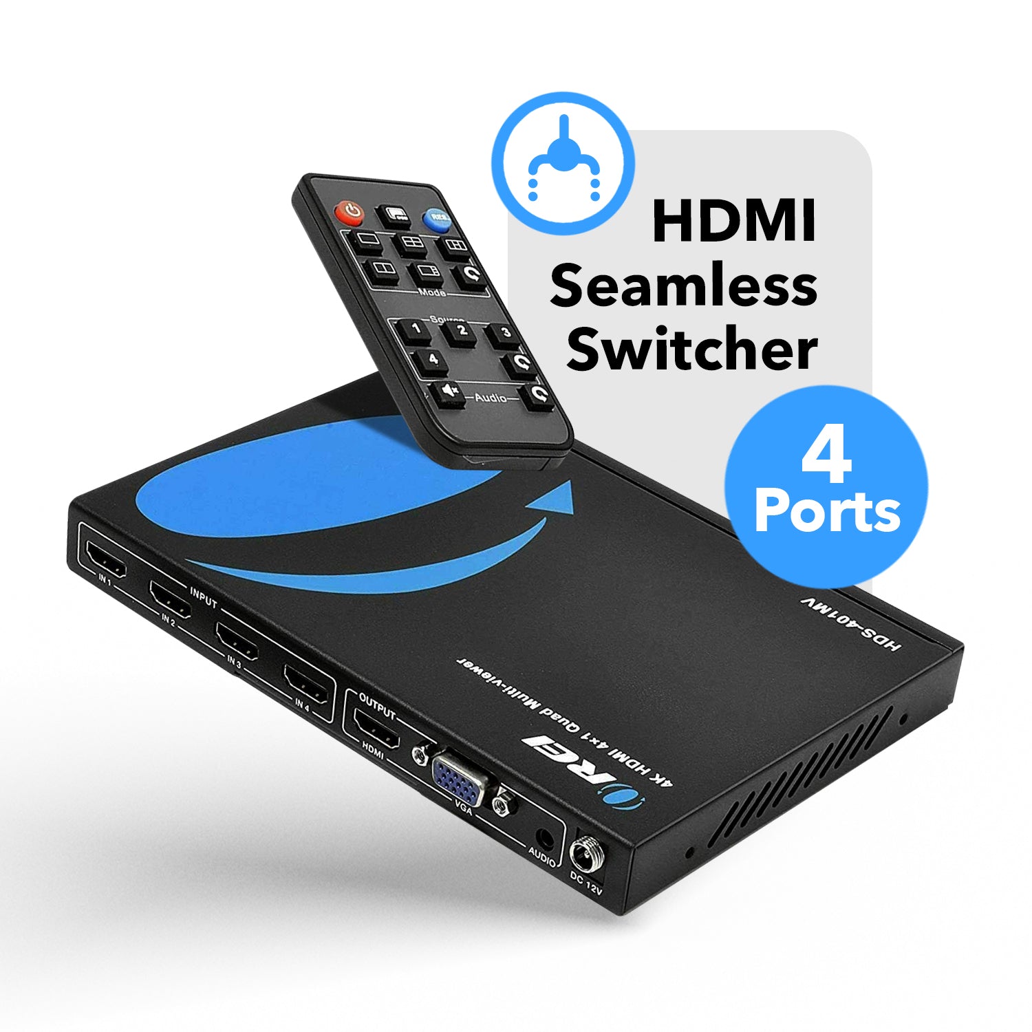 4x1 HDMI Seamless Quad-Split Multi-Viewer Switcher