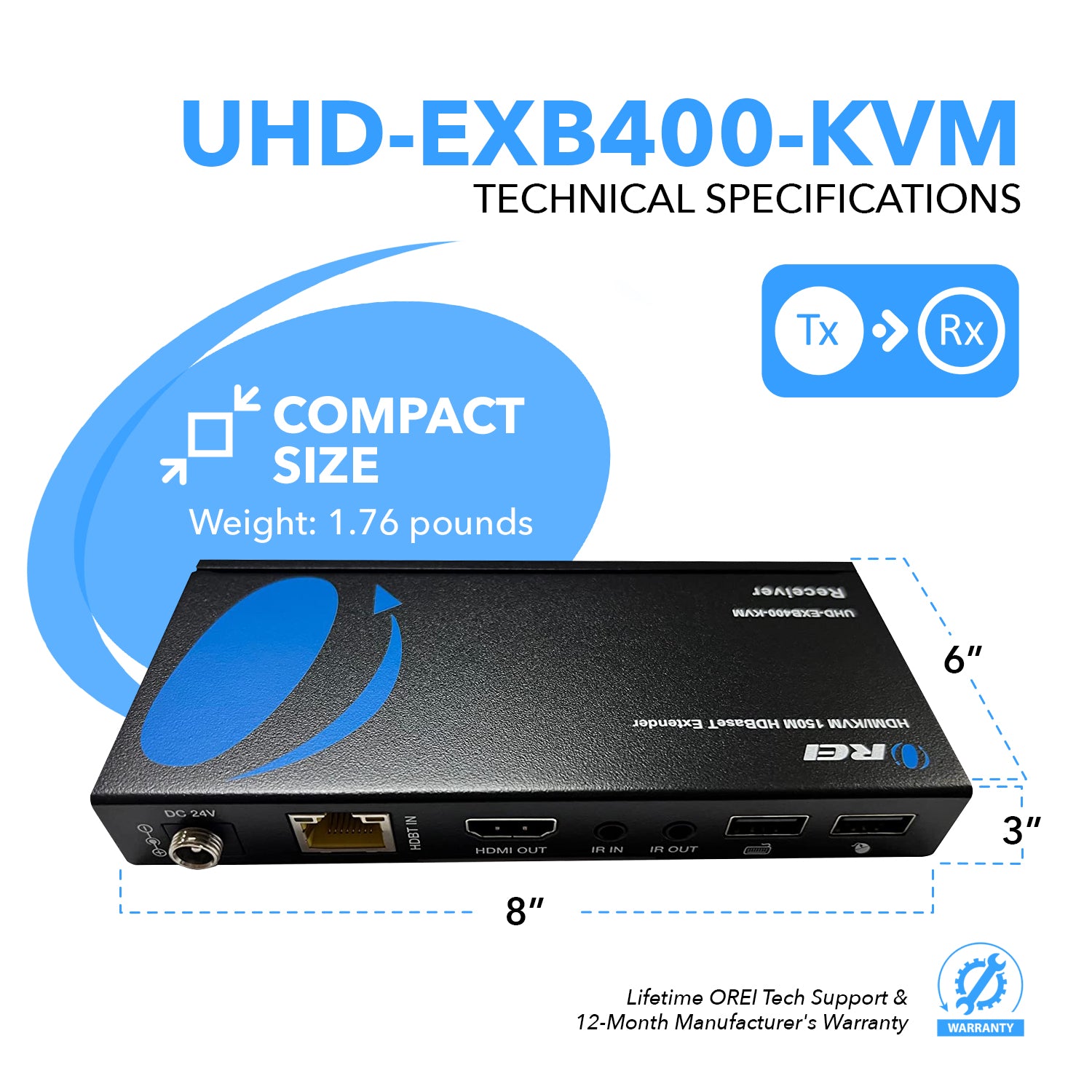 OREI 4K@60Hz 4X1 HDMI KVM Extender Switch Upto 230 Ft (UHD41-EX230-KVM