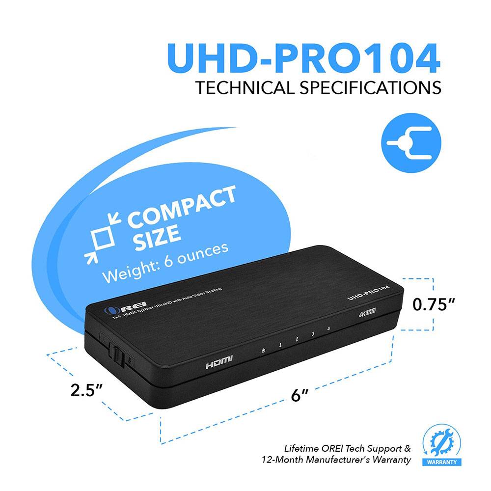 4K HDMI Splitter 1x4 HDMI Switch 1 in 4 Out Video Distributor