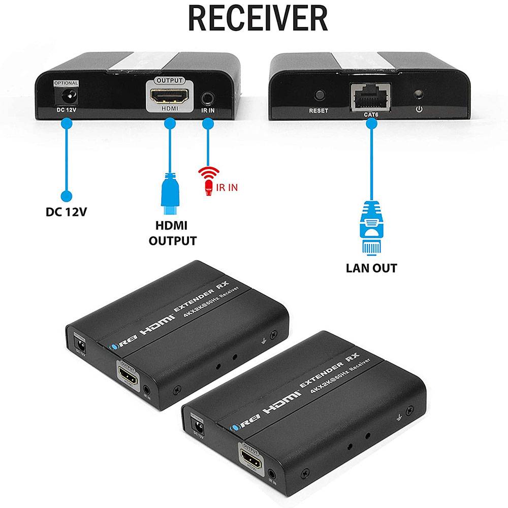 4K Ultra HD 1x4 HDMI Extender Splitter Over CAT6/7 Up to 100 Feet with Loop-out, IR Blaster & EDID (UHD14-EX100-K)