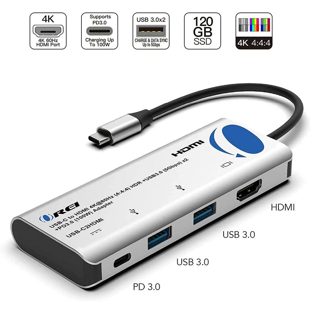 HDMI-C to HDMI Hub 4K@60Hz Adapter USB 3.0 x 2 + USB-C PD 3.0